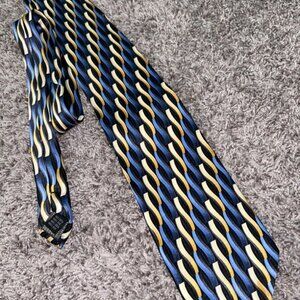 Private Collection Perfect Match Blue Yellow tie aprox. 59 inches silk office